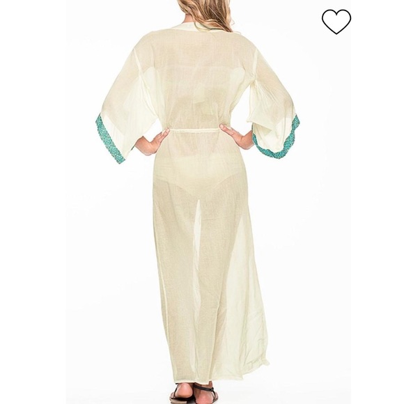 Ondademar Geoskin Drawstring Long Kimono Coverup - Picture 2 of 6